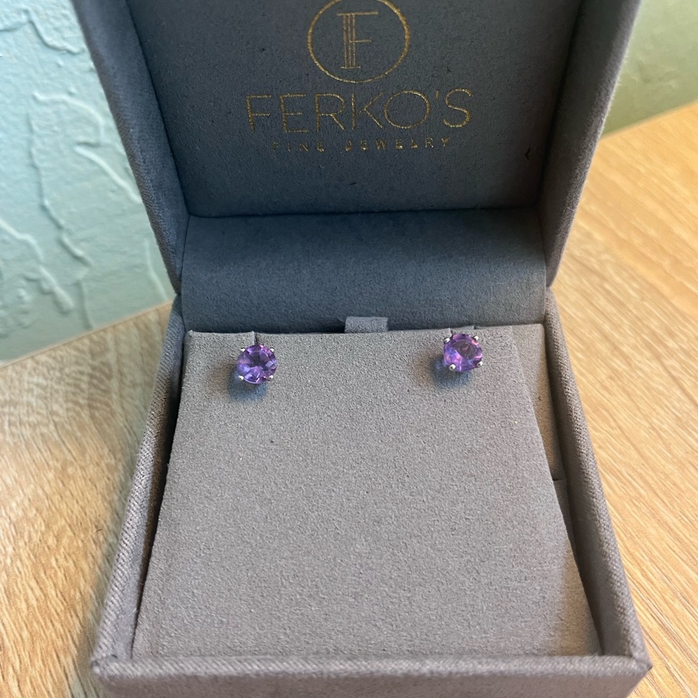 Amythest Stud Earrings